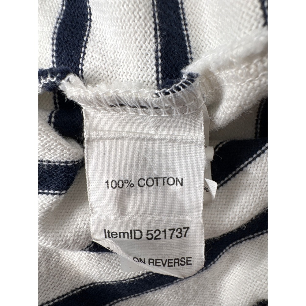 L.L. Bean Womens Blue Striped Cotton V-Neck Rugby Sweater Sz M Coastal Grandma - Picture 6 of 10